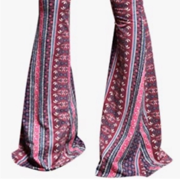 oh lollipop Pants - Boho Tribal floral bohemian bell bottom flared pant festival pink burning man